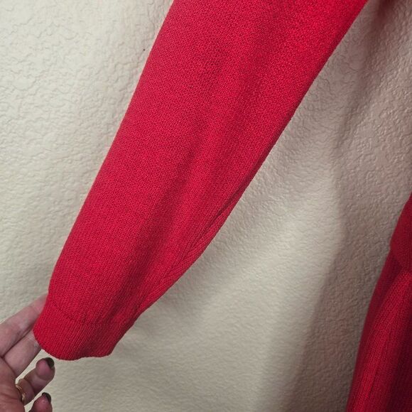 Vintage St John Santana Knit Skirt Sweater Set Womens 4 Red Gold Buttons - Picture 6 of 13
